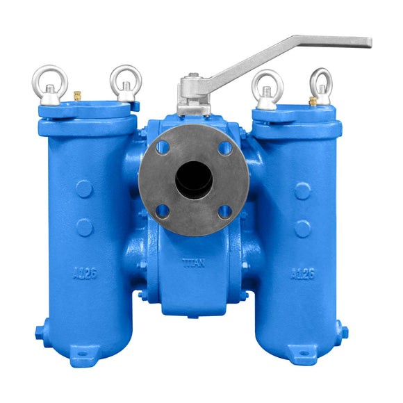Titan DS695-CI 150# flanged duplex cast iron basket strainer